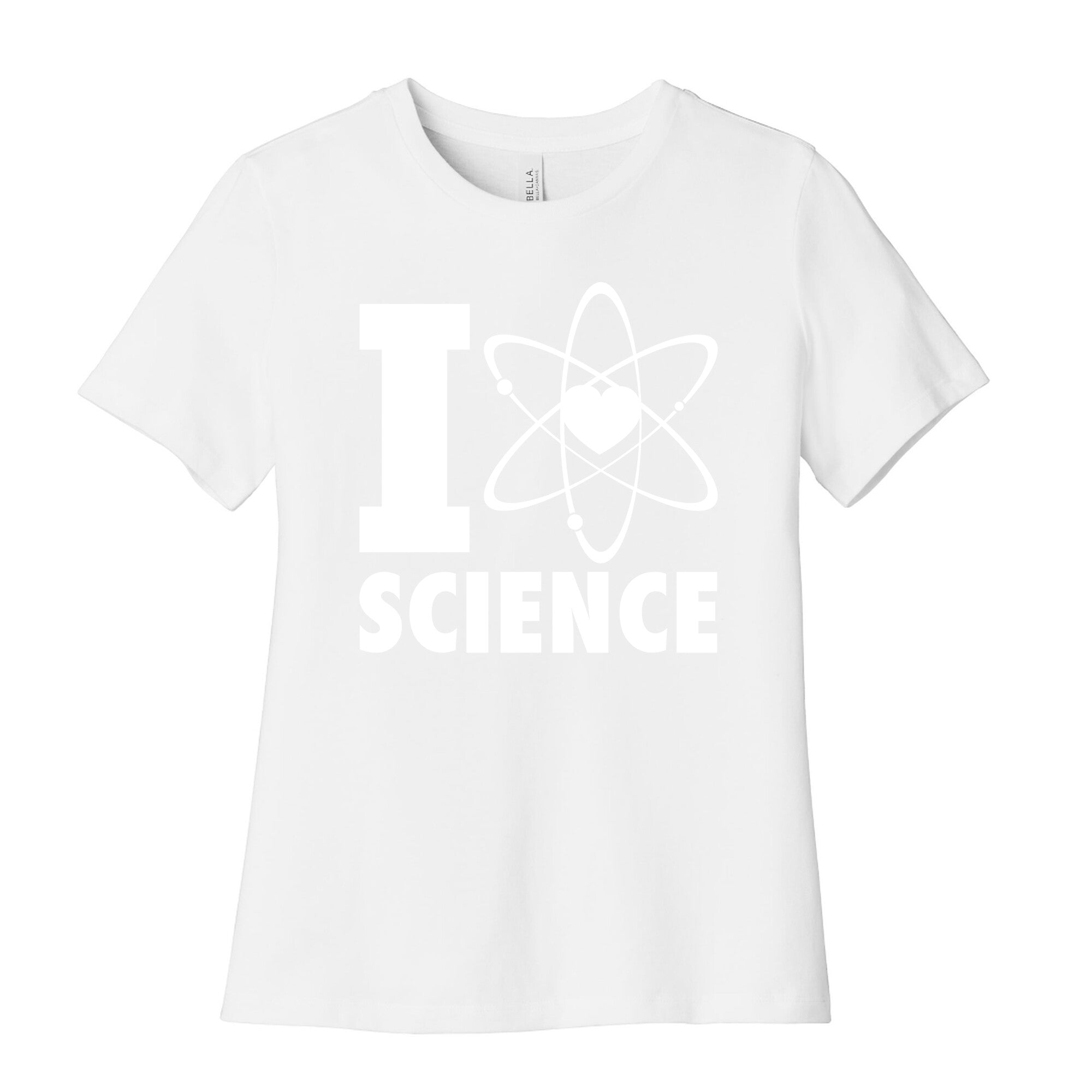 I Love Science (Atom Heart) (White Ink) Women's Cotton Tee